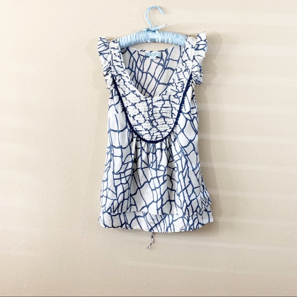 Anthropologie Lil Fissured Shell Nautical Silk Top - Picture 2 of 7